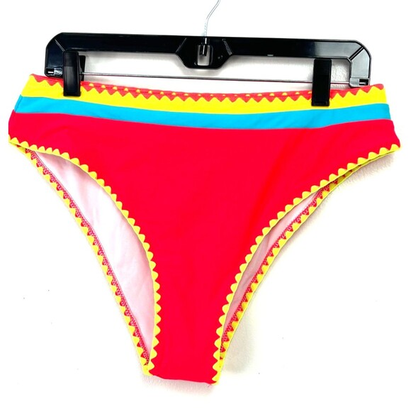 New Popvil Womens Colorblock Swimsuit Bottom Size XL Yellow Pink 1193H2 - Picture 3 of 12